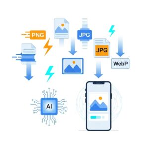 TinySharp image optimization illustration - compress PNG, JPG, and WebP with lightning-fast speed and mobile-friendly performance