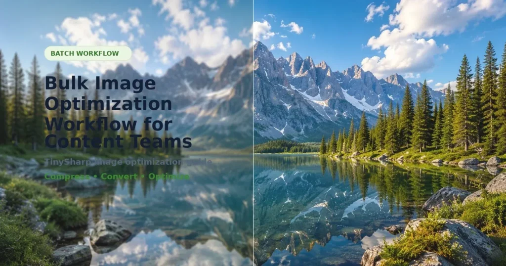 Mountain lake with clear reflection illustrating bulk image optimization workflow